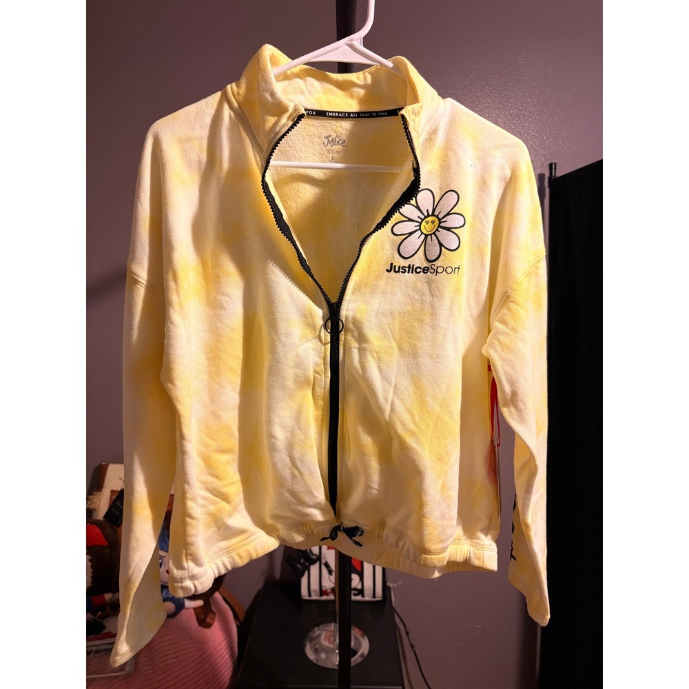 Justice Yellow Zip Up Sweatshirt Sz L YOUTH (12-14)